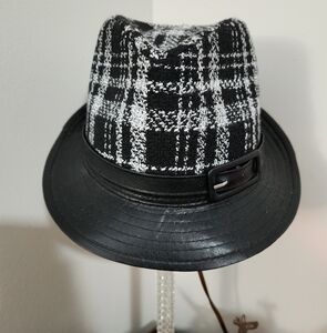 Black and White Plaid Fedora Hat